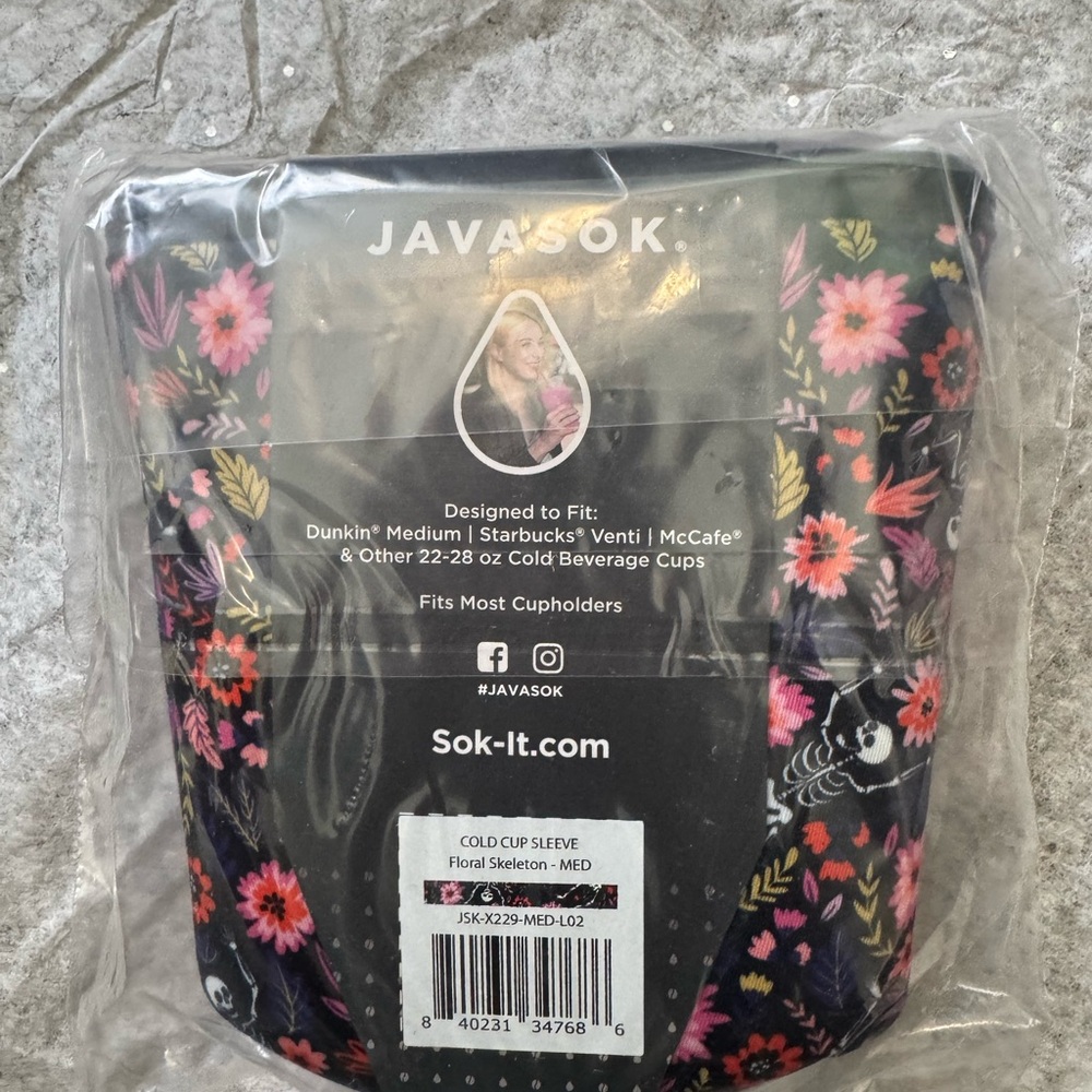 Java Sok Floral/Skeleton Cup Sleeve